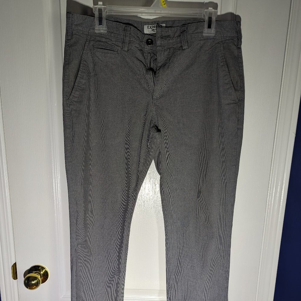 Express Slim Fit Grey Checkered Chinos 32x32